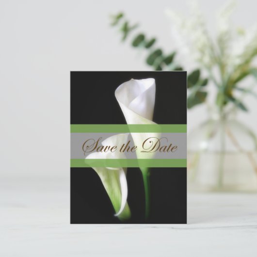 Calla Lily 2 Save the Date Wedding Aankondigingskaart (Staand voorkant)