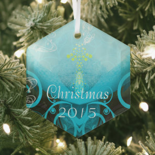 Calla Lily Aqua Kerstversiering Glas Ornament