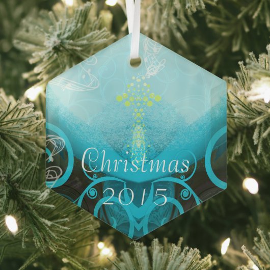 Calla Lily Aqua Kerstversiering Glas Ornament (Insitu)