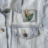 Calla Lily Beauful Botanical Art Vierkante Button 5,1 Cm (In situ)