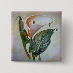 Calla Lily Beauful Botanical Art Vierkante Button 5,1 Cm