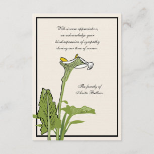 Calla Lily Bereavement Dank u Notecard Bedankkaart