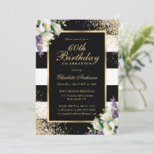 Calla Lily Black Gold Confetti 60e verjaardag Kaart (Staand voorkant)