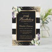 Calla Lily Black Gold Confetti 70e verjaardag Kaart (Staand voorkant)