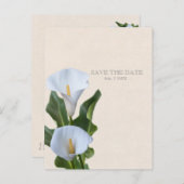 Calla Lily Bloemen Bloem Elegant SAVE THE DATE Aankondigingskaart (Voorkant / Achterkant)