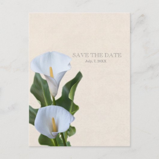 Calla Lily Bloemen Bloem Elegant SAVE THE DATE Aankondigingskaart (Voorkant)