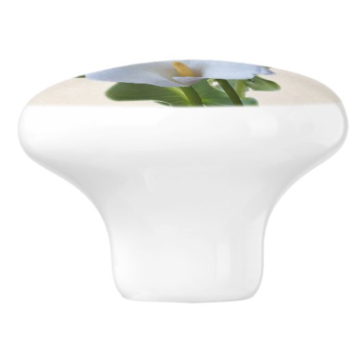 Calla Lily Bloemen Bloementuin & Bladeren Keramische Knop (Zijkant)