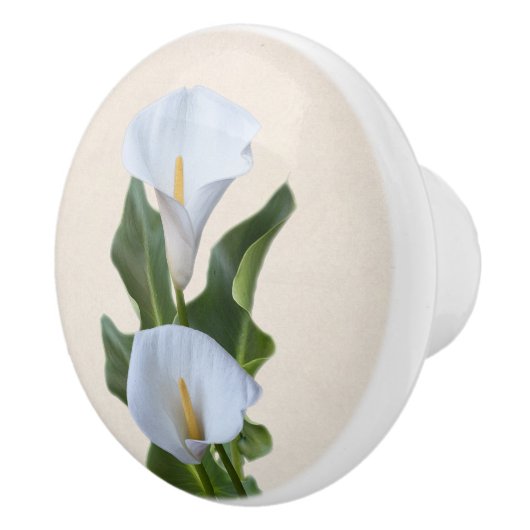 Calla Lily Bloemen Bloementuin & Bladeren Keramische Knop (Rechts)