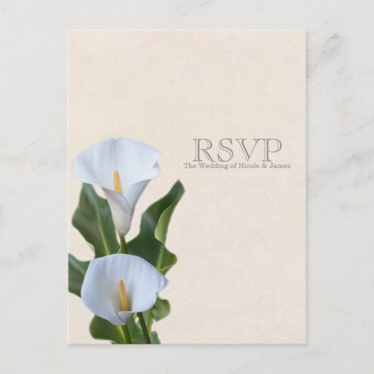 Calla Lily Bloemen Bloemige Elegante Trouw RSVP Uitnodiging Briefkaart (Voorkant)