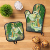 Calla Lily Bloemen Oven Mitt & Pot Houder Set (Top down)