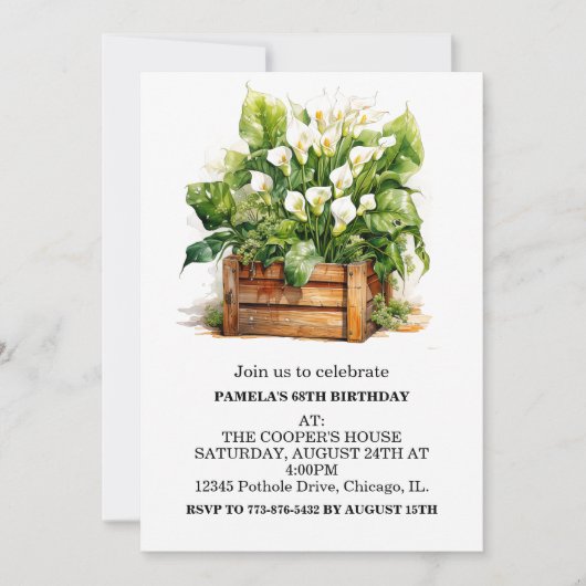 Calla Lily Bloemen Verjaardagsfeestuitnodigingen Kaart (Voorkant)