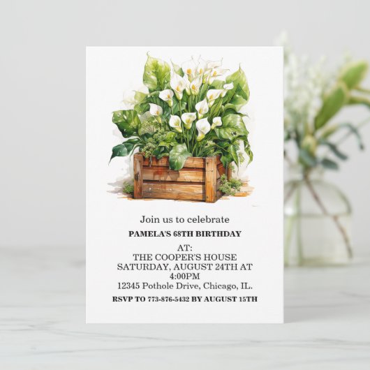 Calla Lily Bloemen Verjaardagsfeestuitnodigingen Kaart (Staand voorkant)