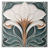 Calla Lily Blue Floral Wall Decor Art Nouveau Tegeltje (Voorkant)