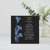 Calla Lily Blue op zwarte uitnodiging (Staand voorkant)