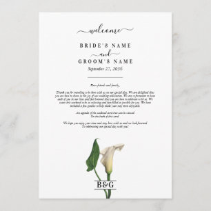 Calla Lily Botanische Trouw Itinerarium Programmakaart
