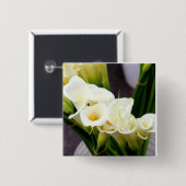 calla lily bouquet-knop vierkante button 5,1 cm (Voorkant /achterkant)