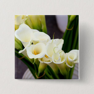 calla lily bouquet-knop vierkante button 5,1 cm