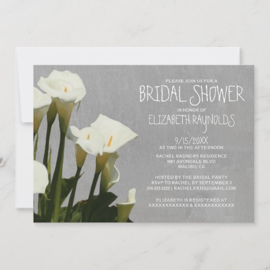 Calla Lily Bridal Shower Invitaties Kaart (Voorkant)