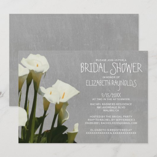 Calla Lily Bridal Shower Invitaties Kaart (Voorkant / Achterkant)