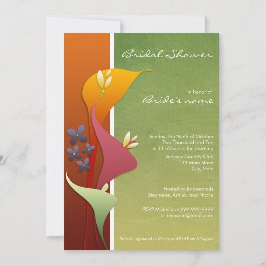 Calla Lily Bridal Shower Invitaties Kaart (Voorkant)