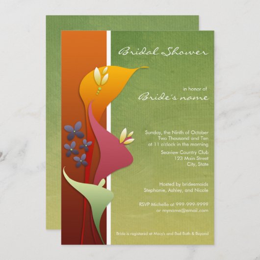 Calla Lily Bridal Shower Invitaties Kaart (Voorkant / Achterkant)