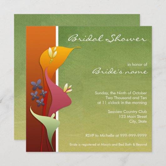 Calla Lily Bridal Shower Invitaties Kaart (Voorkant / Achterkant)