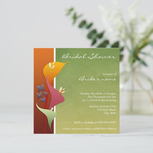 Calla Lily Bridal Shower Invitaties Kaart (Staand voorkant)