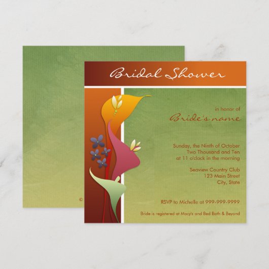 Calla Lily Bridal Shower Invitaties Kaart (Voorkant / Achterkant)