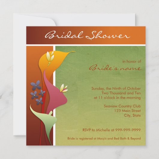 Calla Lily Bridal Shower Invitaties Kaart (Voorkant)