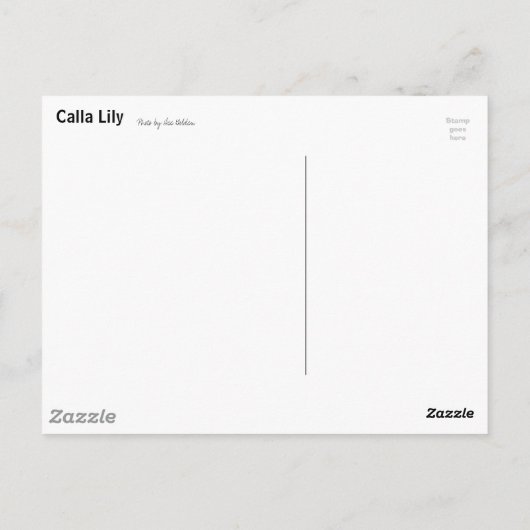 Calla Lily Briefkaart (Achterkant)
