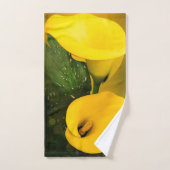 Calla Lily Bright Yellow Leaves Bokeh Bad Handdoek (Handdoek)