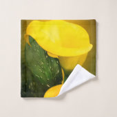 Calla Lily Bright Yellow Leaves Bokeh Bad Handdoek (Wasdoekje)
