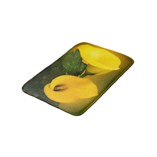 Calla Lily Bright Yellow Leaves Bokeh Badmat (Gekanteld)