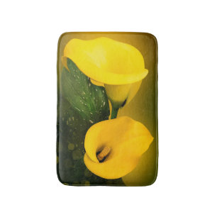 Calla Lily Bright Yellow Leaves Bokeh Badmat