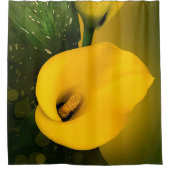 Calla Lily Bright Yellow Leaves Bokeh Douchegordijn (Voorkant)