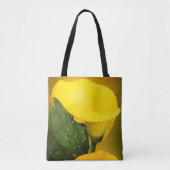 Calla Lily Bright Yellow Leaves Bokeh Tote Bag (Voorkant)