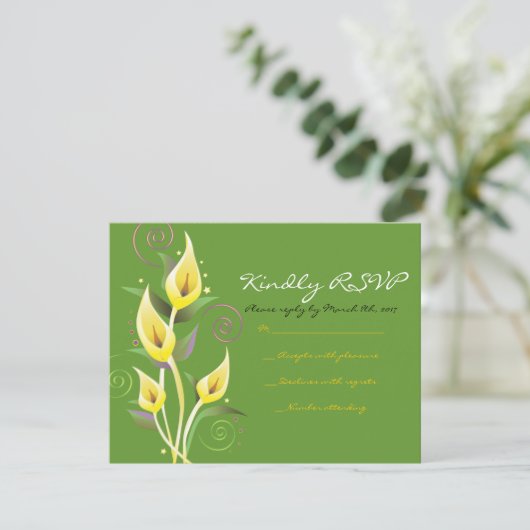 Calla Lily bruiloft uitnodiging uitnodigen bloem a (Staand voorkant)