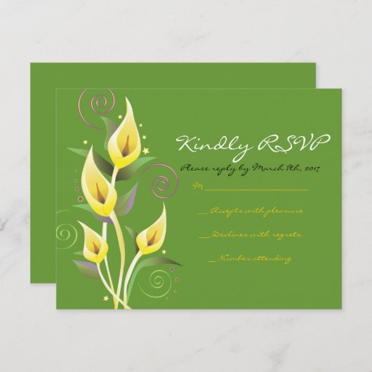 Calla Lily bruiloft uitnodiging uitnodigen bloem a (Voorkant / Achterkant)