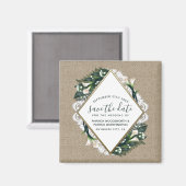 Calla Lily Burlap Bruiloft Save the Date Magneten (Voorkant / Achterkant)