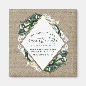 Calla Lily Burlap Bruiloft Save the Date Magneten (Voorkant)