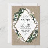 Calla Lily Burlap en Kant bruiloft uitnodigingen (Voorkant)