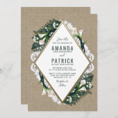Calla Lily Burlap en Kant bruiloft uitnodigingen (Voorkant / Achterkant)