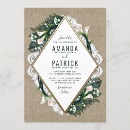 Calla Lily Burlap en Kant bruiloft uitnodigingen