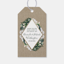 Calla Lily Burlap en Lace bruiloft dank u Labels Cadeaulabel