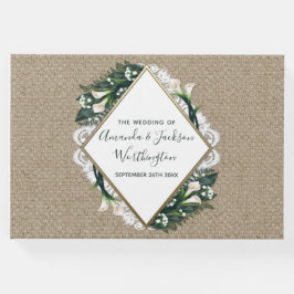 Calla Lily Burlap en Lace bruiloft gastenboek