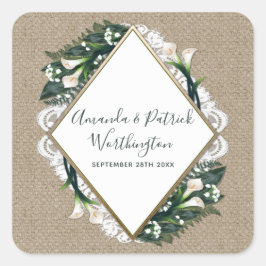 Calla Lily Burlap en Lace bruiloft gunst Stickers