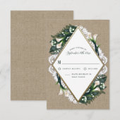 Calla Lily Burlap en Lace bruiloft RSVP Kaarten Kaartje (Voorkant / Achterkant)