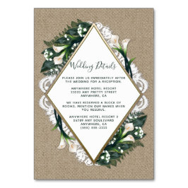 Calla Lily Burlap en Lace Trouwstok Kaarten