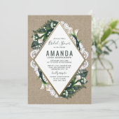 Calla Lily Burlap Lace bruids douche uitnodigingen (Staand voorkant)