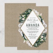 Calla Lily Burlap Lace bruids douche uitnodigingen (Voorkant / Achterkant)